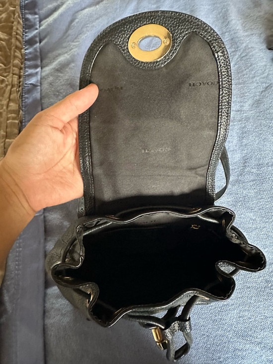 Black Coach pebbled leather mini turnlock rucksack